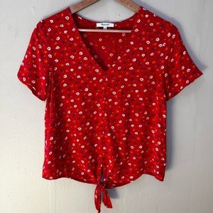 Madewell Floral Tie Front Blouse